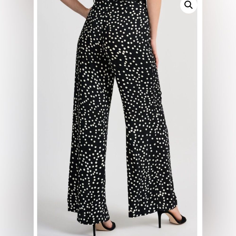 Joseph Ribkoff spotty black and white wide leg high waist palazzo pants size 8